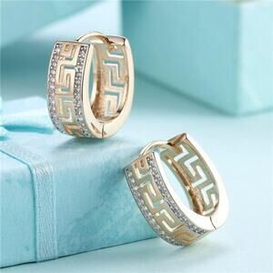 14K Gold Plated Cubic Zirconia Hoop Earrings